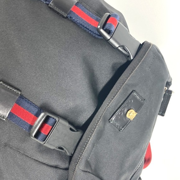 Gucci Webline Sherryline Tiger Backpack Bag Nylon Canvas Black - Picture 10 of 15